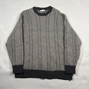 JW Anderson Uniqlo 100% Wool Herringbone Knit Sweater Grey Charcoal XL 479841